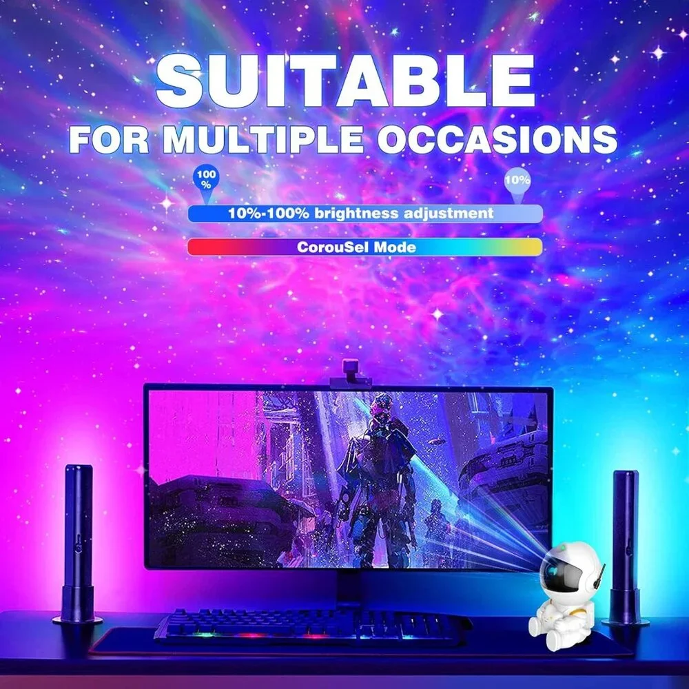 Astronaut Galaxy Star Projector HR-F3 Night Light with Remote & Timer, LED Nebul